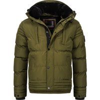 Schwarzer Winterparka mit Kapuze für Herren