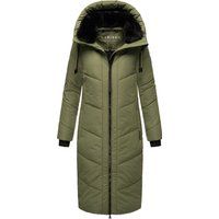 Langer, warm gefütterter Wintermantel mit Kapuze