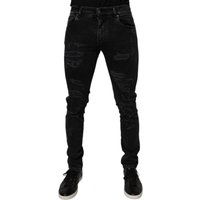 Schwarze Slim-Fit Jeans mit Distressed-Look