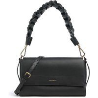 Schwarze Leder Schultertasche mit geflochtenem Riemen
