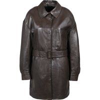 Übergroße Lederhemdjacke mit Gürtel