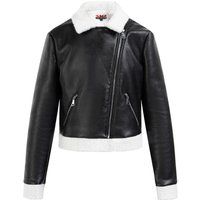 Bikerjacke aus Kunstleder mit Shearling