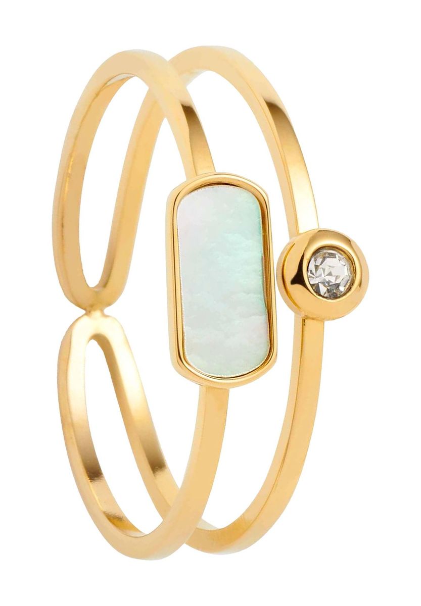 Goldener Edelstahlring mit Kristall