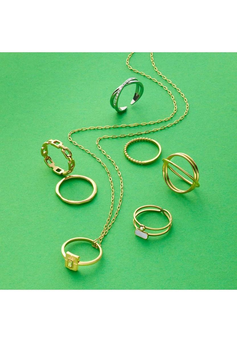 Goldener Edelstahlring mit Kristall