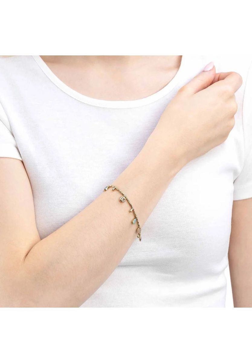 Vergoldetes Charm-Armband mit Perlen