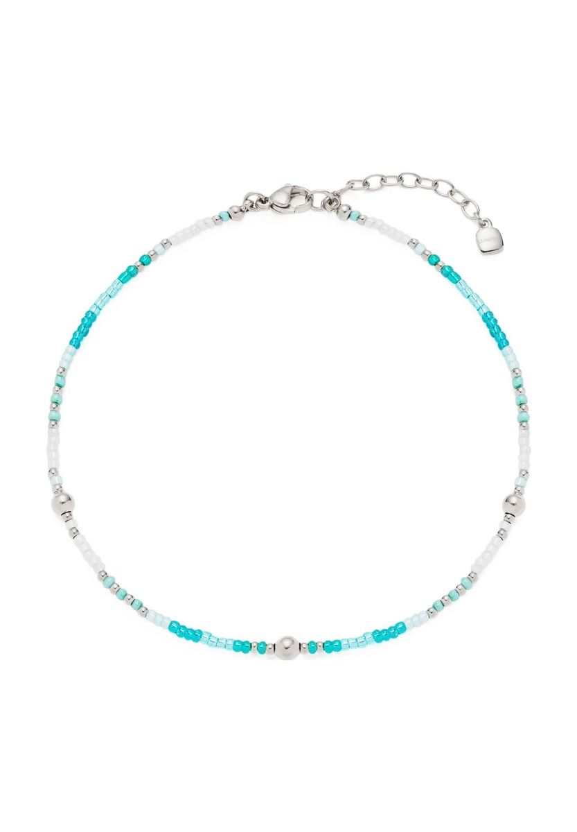 Perlenfußkettchen mit Edelstahlakzenten