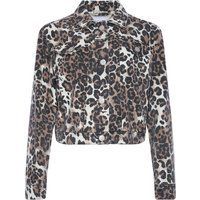 Jeansjacke mit Leopardenmuster und kurzem Schnitt