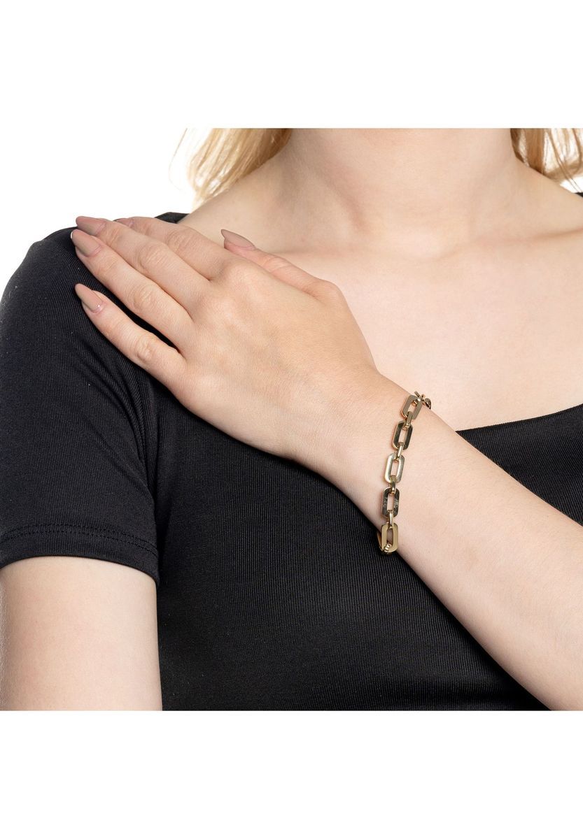 Goldplattiertes Edelstahl-Gliederarmband