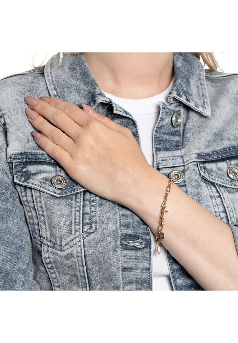 Goldplattiertes Edelstahl-Gliederarmband