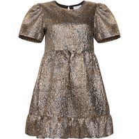 Schimmerndes Metallic-Minikleid mit Puffärmeln