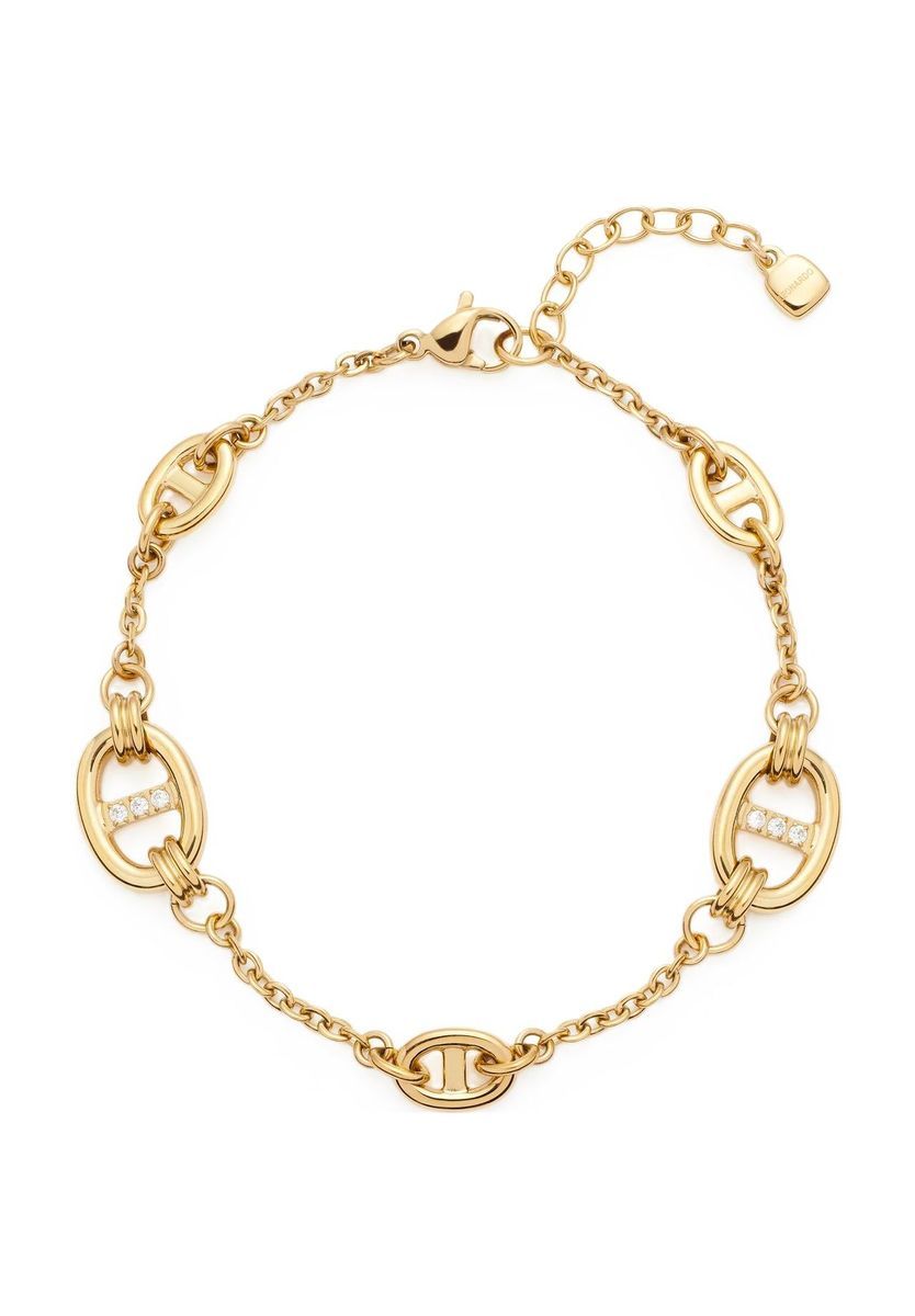 Vergoldetes Ankerkettenarmband mit Kristallen