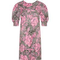 Geblümtes Jacquard-Satin-Midikleid