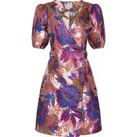 Florales Jacquard-Minikleid mit Gürtel