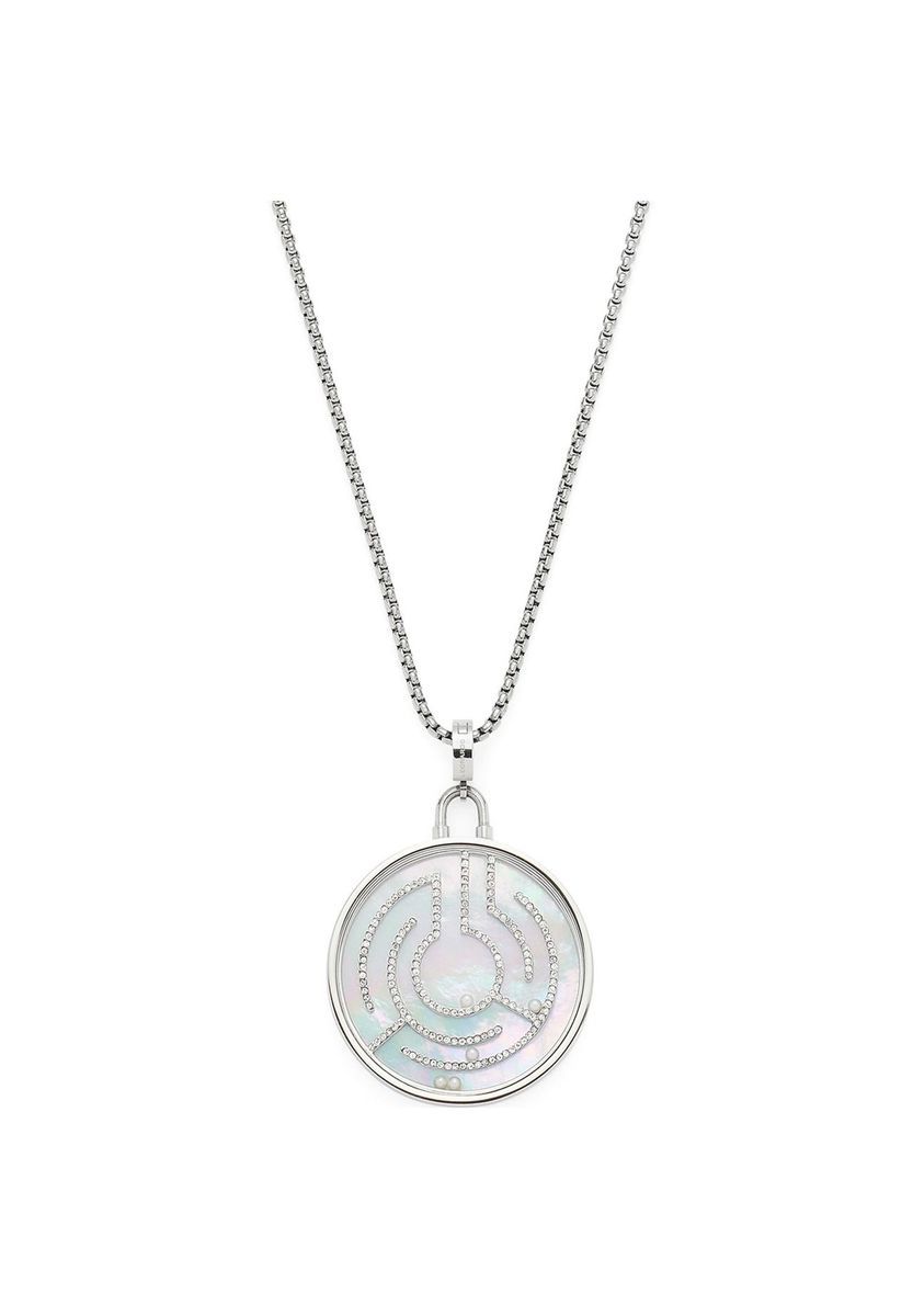 Moderne Edelstahl-Halskette mit Labyrinth-Anhänger