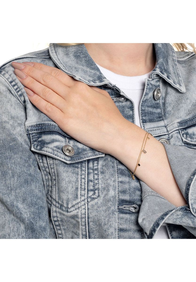 Zartes goldfarbenes Edelstahl-Charm-Armband