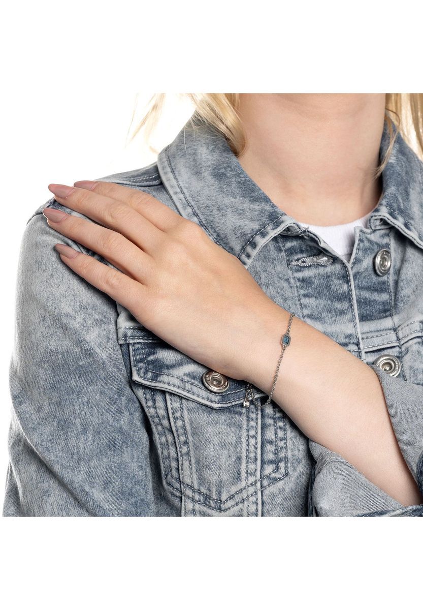 Filigranes Edelstahlarmband mit blauem Edelstein