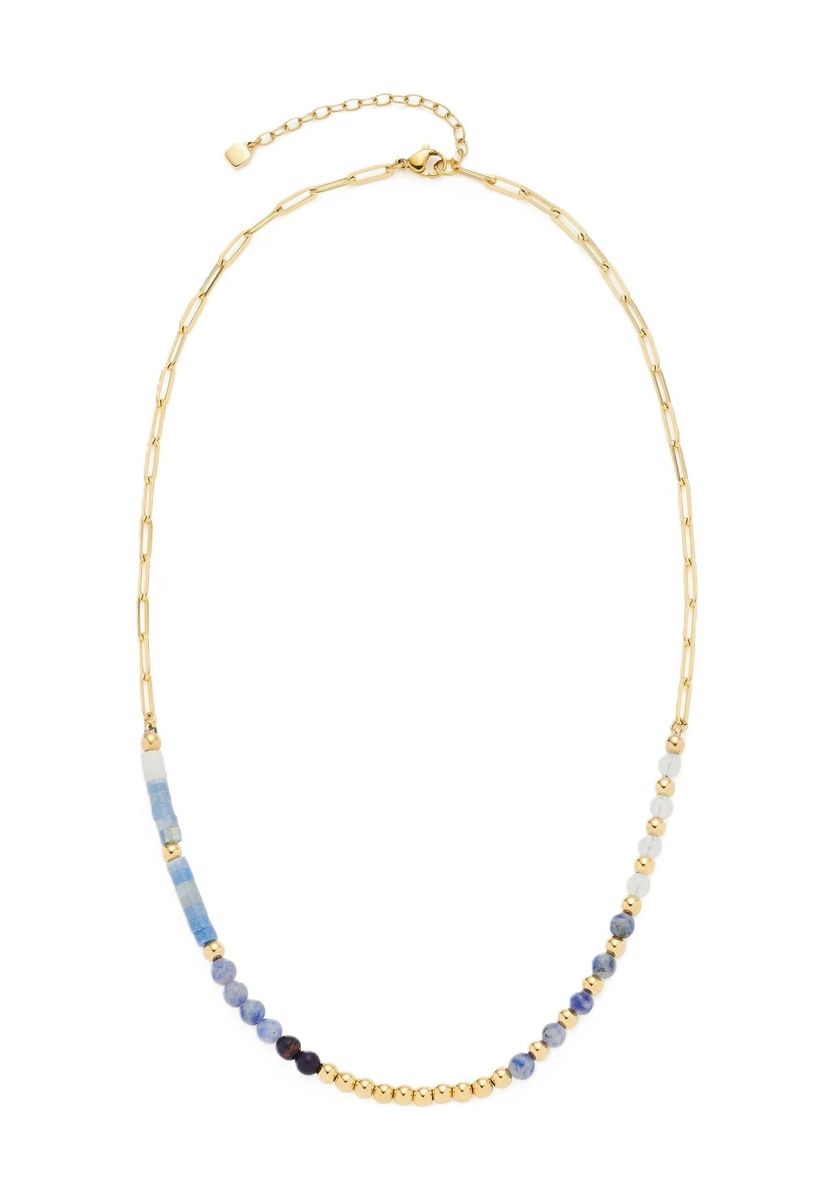 Vergoldete Halskette mit Jade und Aventurin