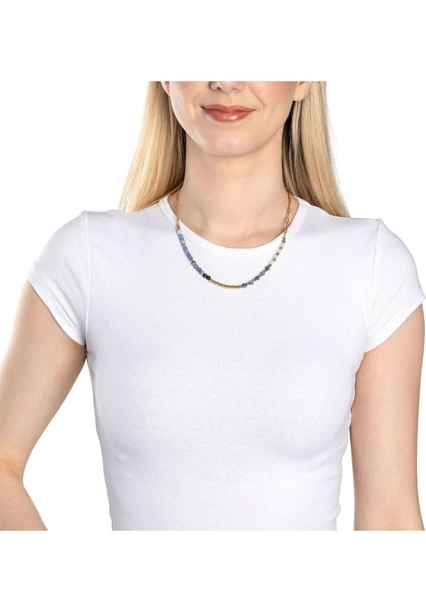 Vergoldete Halskette mit Jade und Aventurin