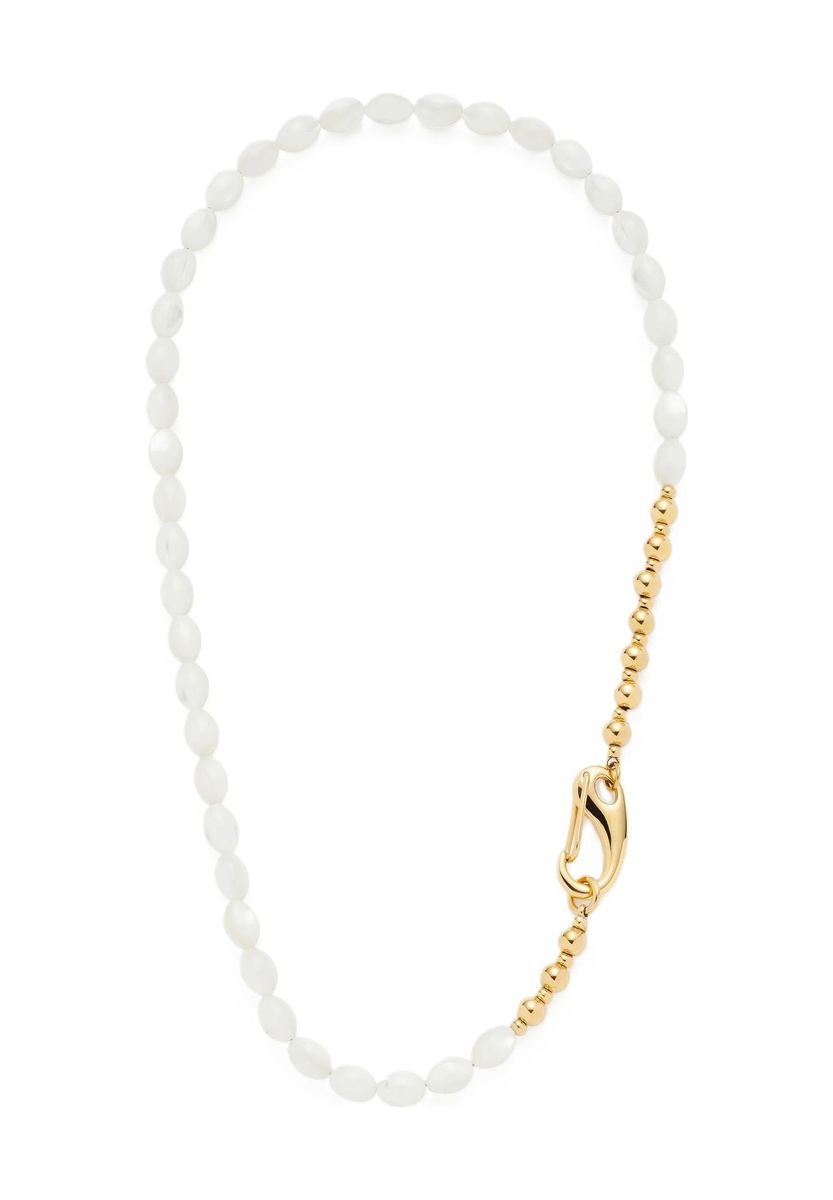 Perlen- und Goldkugel-Halskette