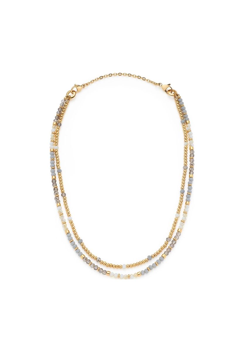 Zweireihige Halskette mit Perlen Goldton