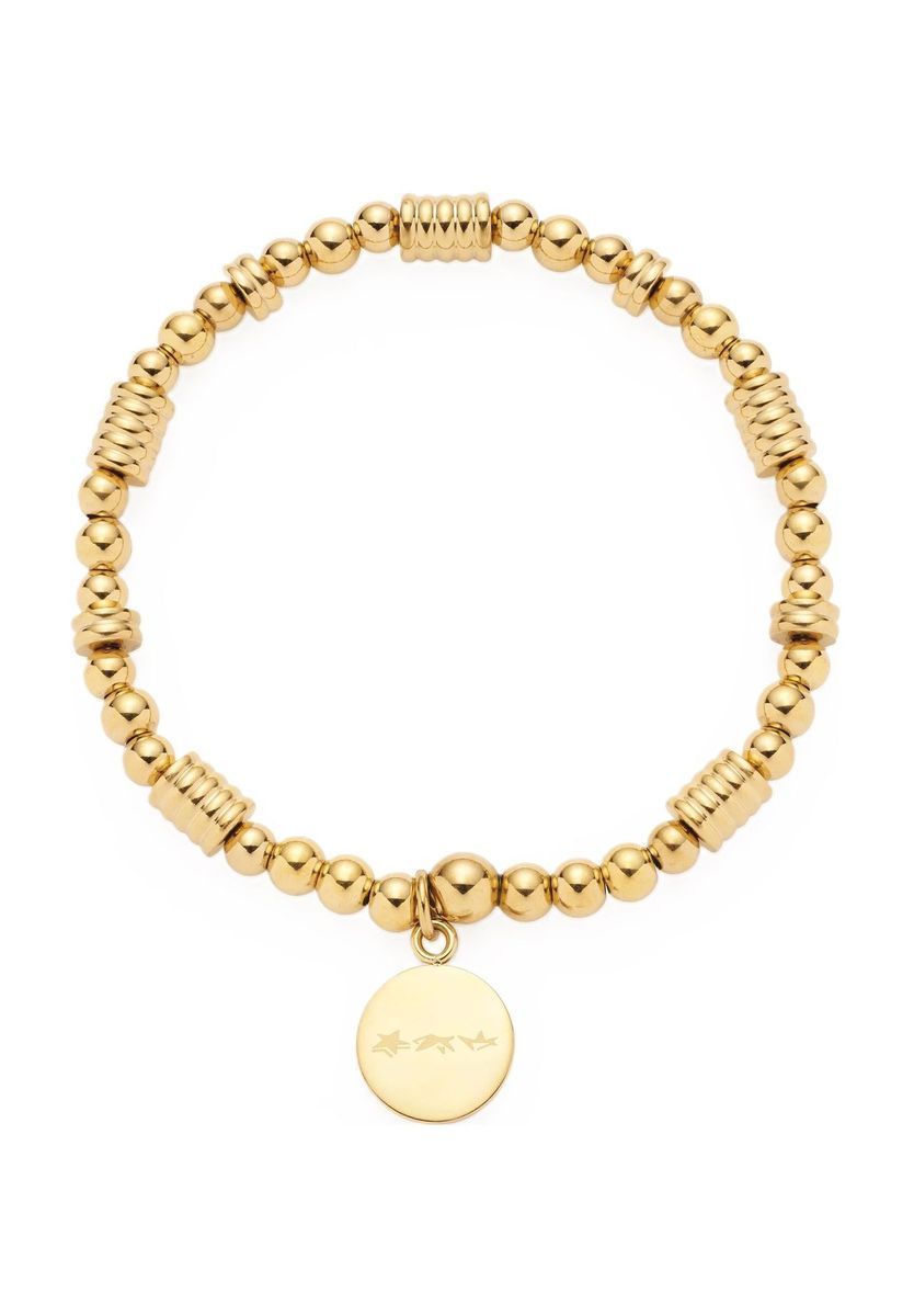 Goldfarbenes Armband mit Perlen und Anhänger