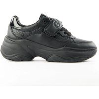 Schwarze Klobige Plateau-Sneakers mit Riemen