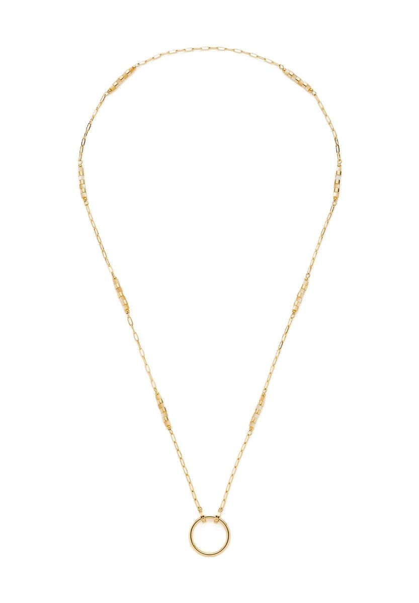 Goldfarbene Halskette mit Ringanhänger
