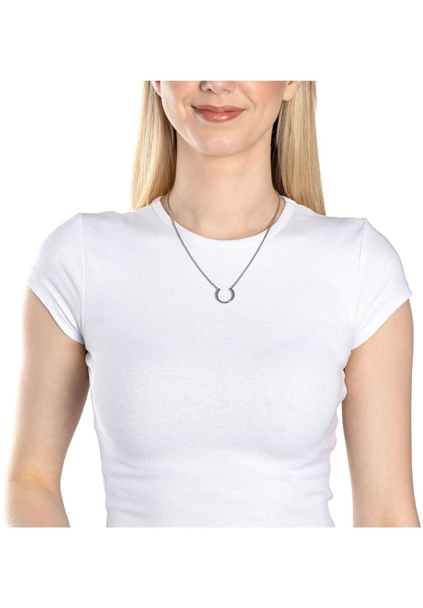 Minimalistische Hufeisen-Halskette Silber Finish