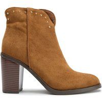 Braune Stiefeletten mit Blockabsatz
