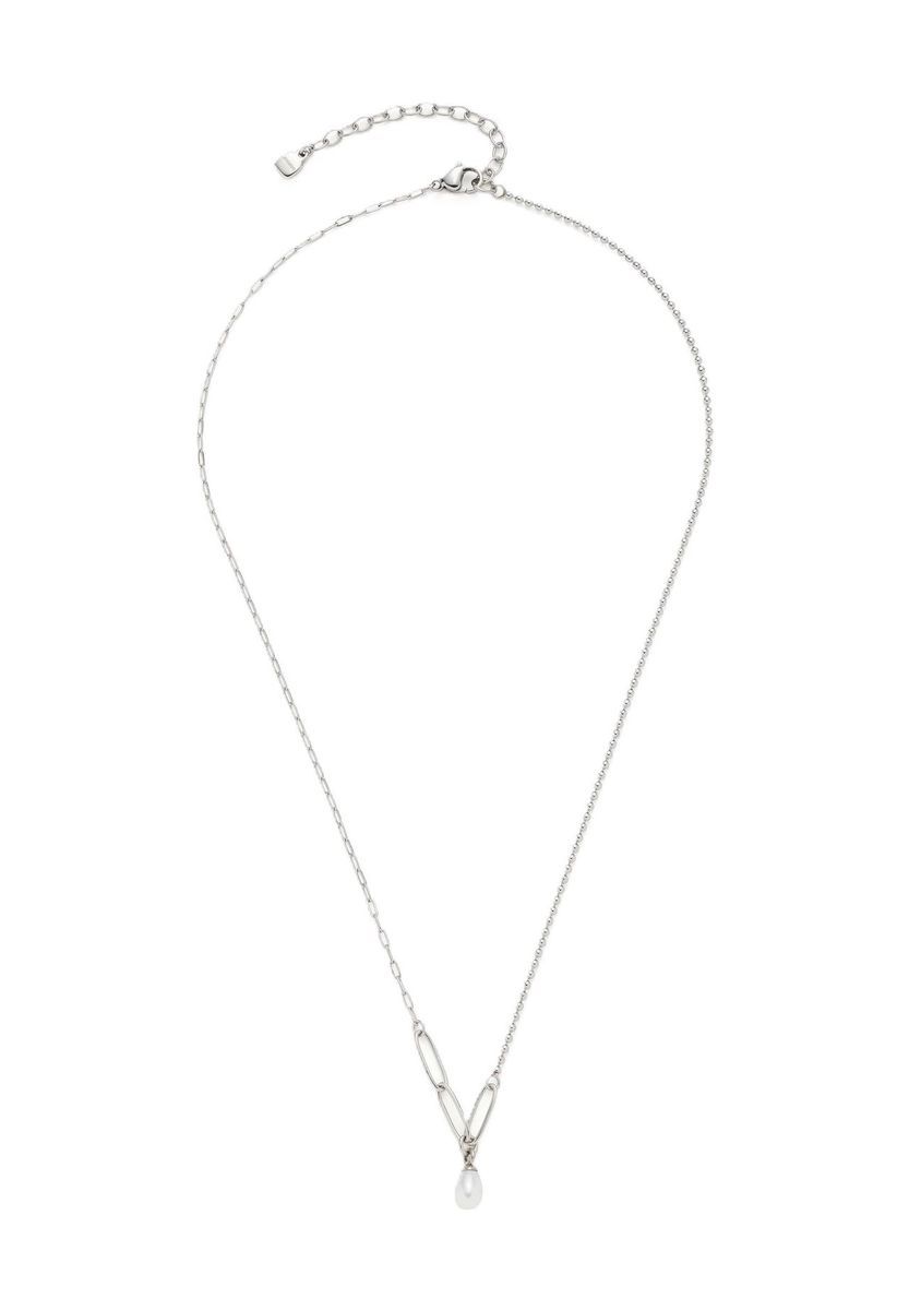 Silberne Edelstahlkette mit Perlenanhänger