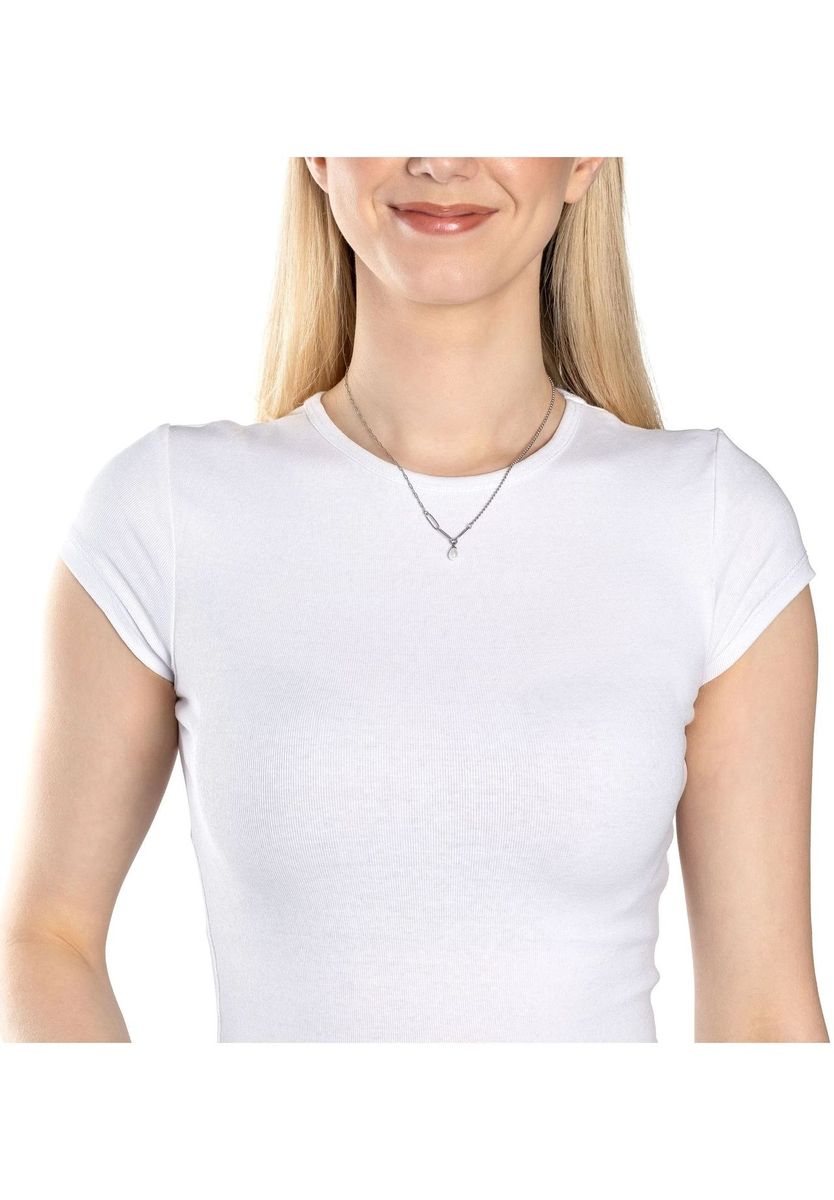 Silberne Edelstahlkette mit Perlenanhänger