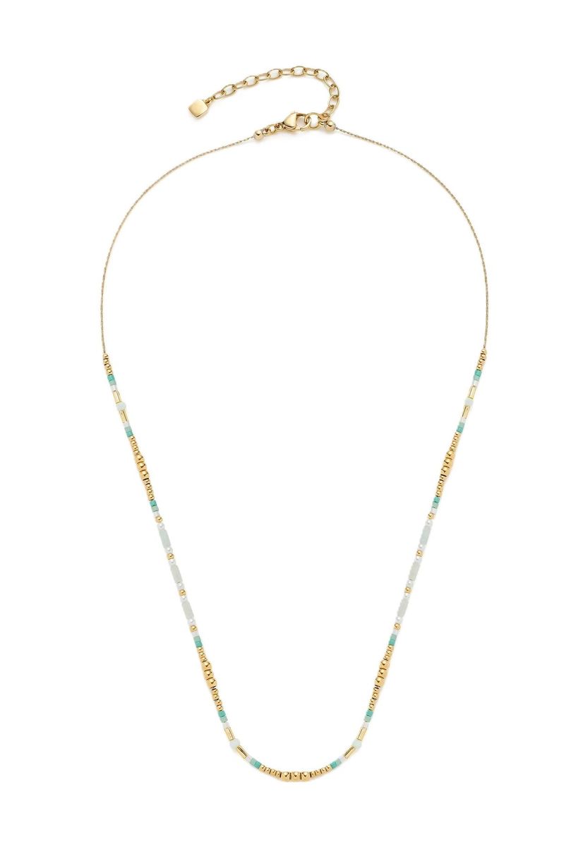 Zarte goldfarbene Halskette mit Jadeperlen