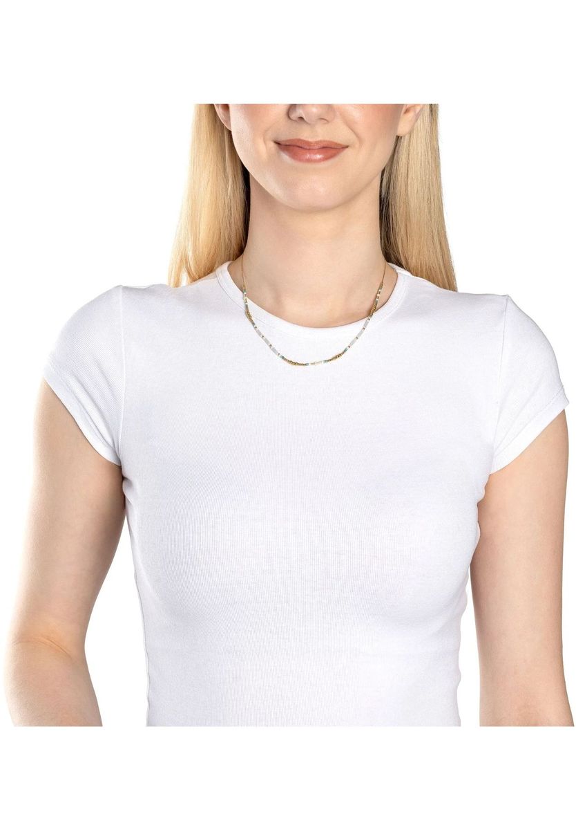 Zarte goldfarbene Halskette mit Jadeperlen