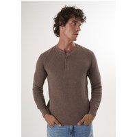 Langärmliger Strickpullover mit Knopfleiste