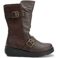 Damen Wadenhoher Biker Boot mit Schnallen