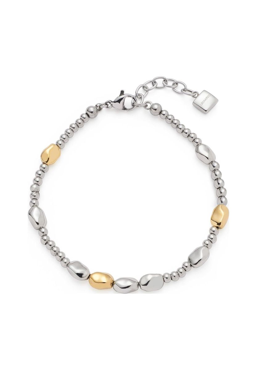 Zweifarbige Edelstahl-Armband mit Perlen