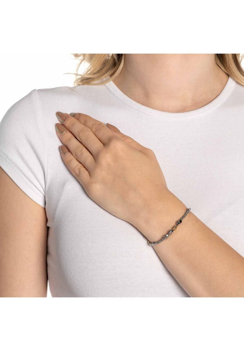 Zweifarbige Edelstahl-Armband mit Perlen