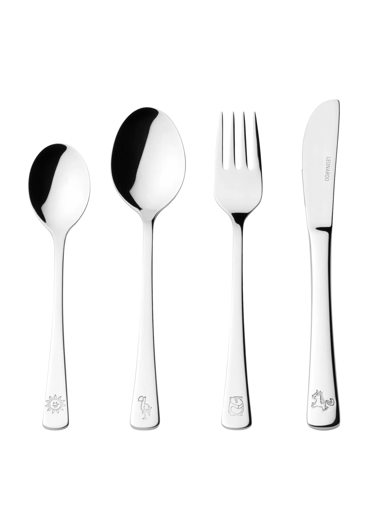 LEONARDO Kinderbesteck-Set, 4-teilig, silber