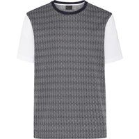 Gemustertes Baumwoll-Piqué-T-Shirt mit Kontrastärmeln