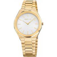 Goldfarbene klassische minimalistische Armbanduhr