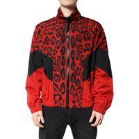 Rot-schwarze Trackjacke mit Leopardenmuster