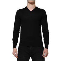 V-Ausschnitt Woll Langarm-Stricktop