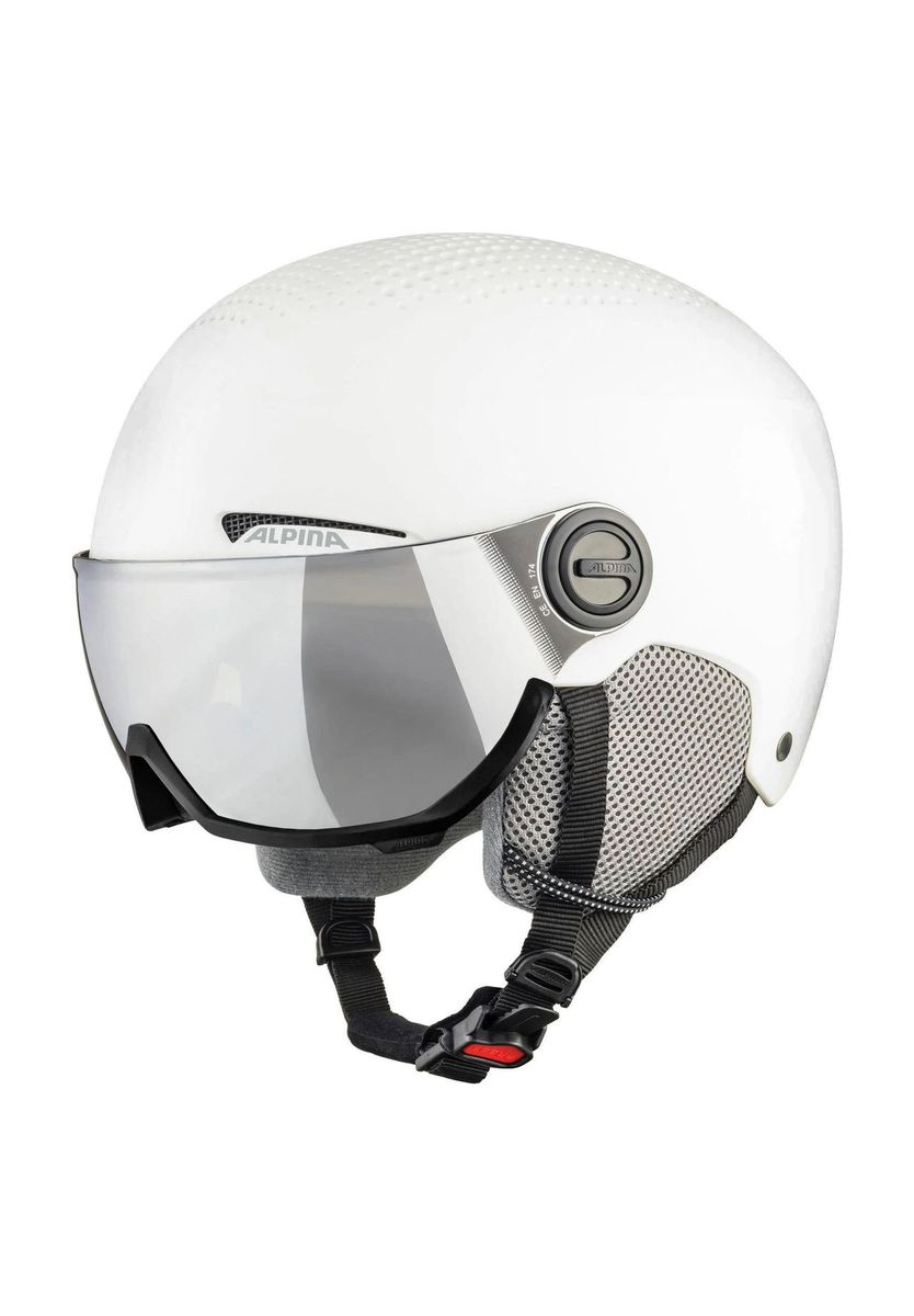 Weißer Skihelm mit Visier