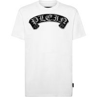 T-Shirt mit gotischen Buchstaben und Strasssteinen