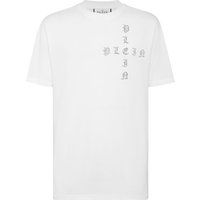 Schwarzes Gothic Logo Baumwoll-T-Shirt