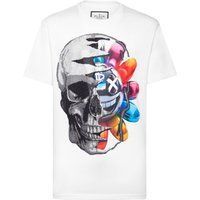 Grafik T-Shirt mit Totenkopf und Blume