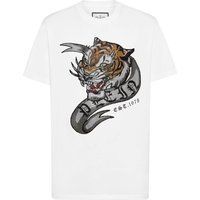 Tattoo Tiger Grafik Baumwoll-T-Shirt