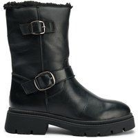 Schwarze Biker Boots mit Schnallendetail