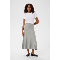 Eleganter grauer Strick-Midi-Rock
