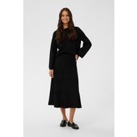 Eleganter grauer Strick-Midi-Rock
